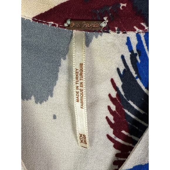 Free People Flying Swan Button Up Dress Top Fashion Cream Gray Red Blue Women XS - Picture 3 of 7